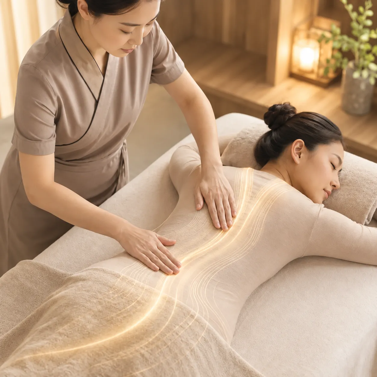 Warm spa compress treatment